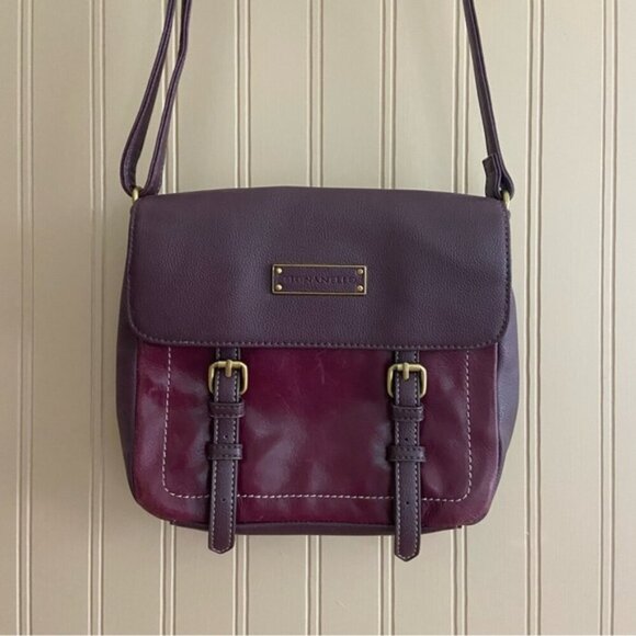 Tignanello Handbags - TIGNANELLO Wine Eggplant Purple Smooth Pebble Lthr Flap Crossbody Buckle Purse